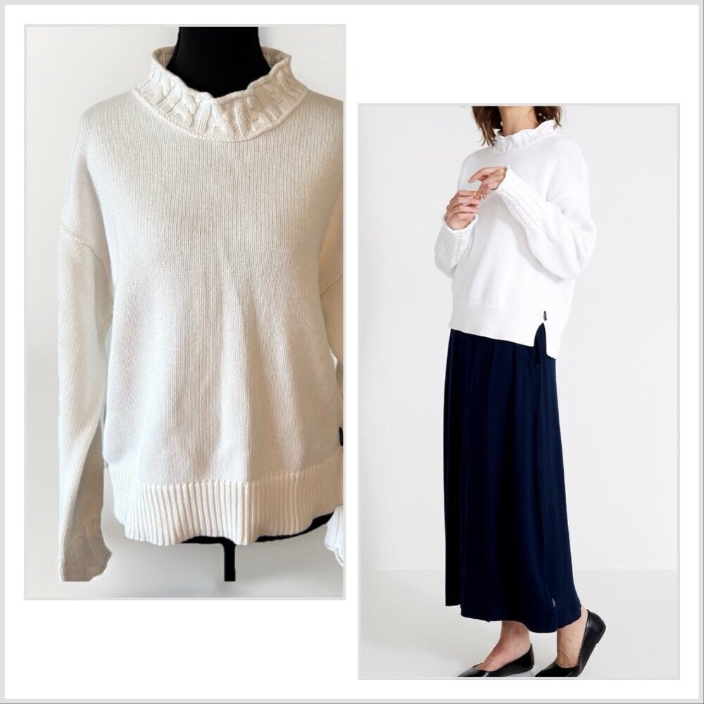 Holebrook Sweden Organic Cotton White Sweater Women’s Small Old Money‎ Capsule